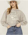 Image #1 - Cleo + Wolf Women's Whiskey O' Clock Graphic Cropped Hoodie , Light Grey, hi-res