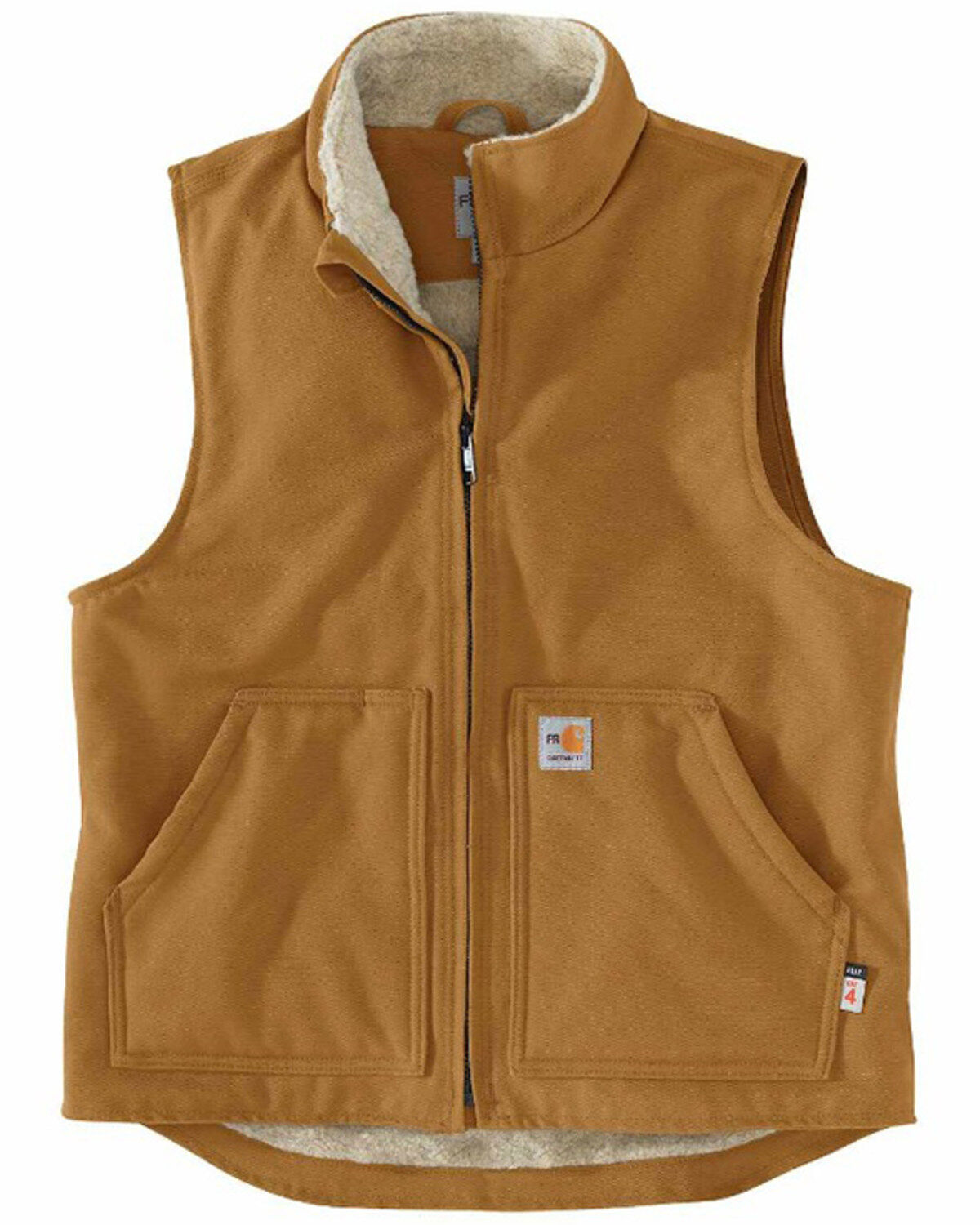 Image #1 - Carhartt Men's FR Duck Sherpa Lined Work Vest, Brown, hi-res