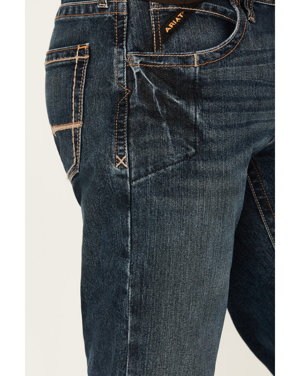 Image #2 - Ariat Men's Rebar M5 Durastretch Dark Wash Low Rise Straight Jeans, Denim, hi-res