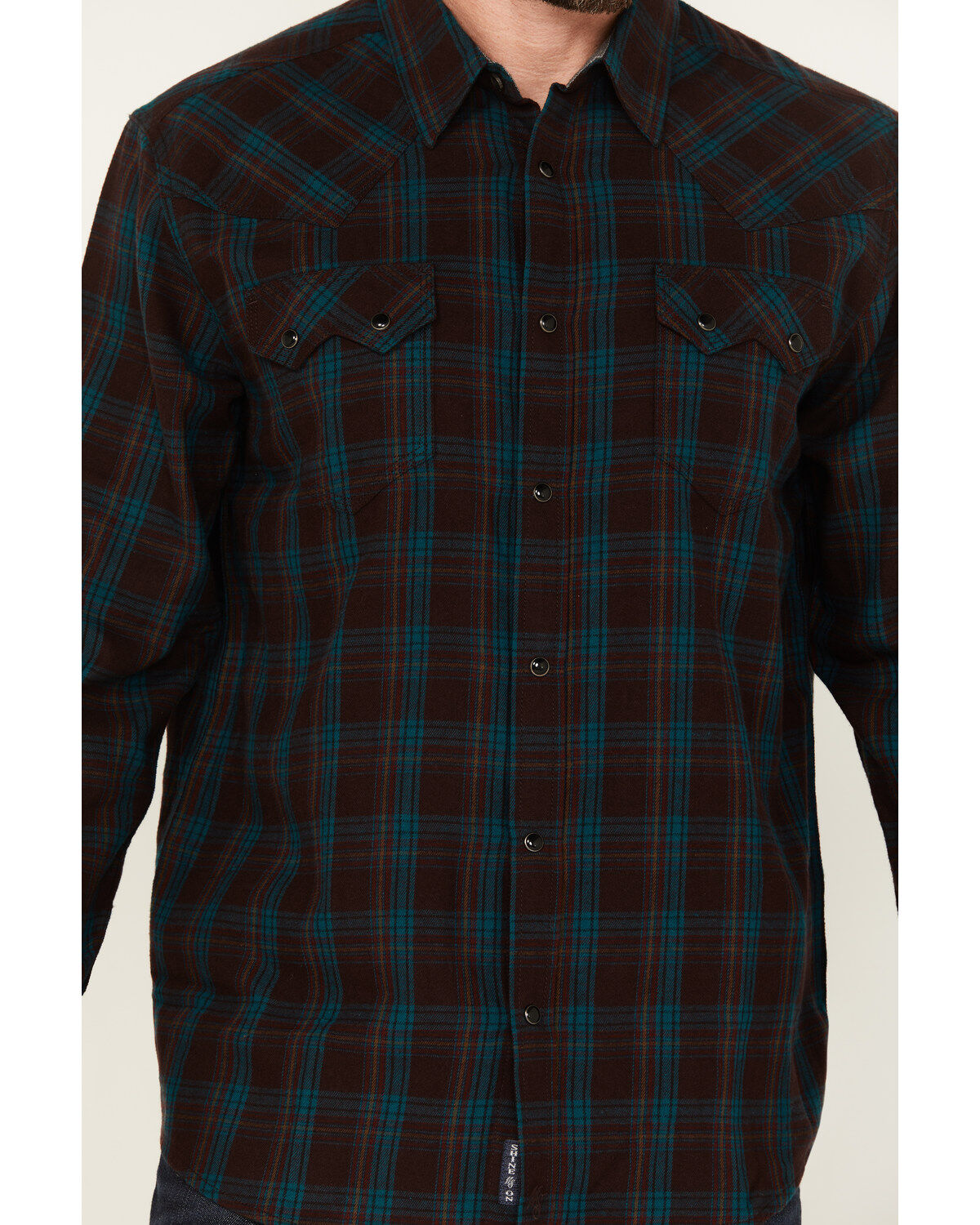 Image #3 - Moonshine Spirit&reg; Men's Vineyard Plaid Print Long Sleeve Snap Western Shirt, Purple, hi-res