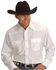 Image #1 - Wrangler Men's White Solid Dobby Long Sleeve Pearl Snap Western Shirt - Big & Tall, White, hi-res