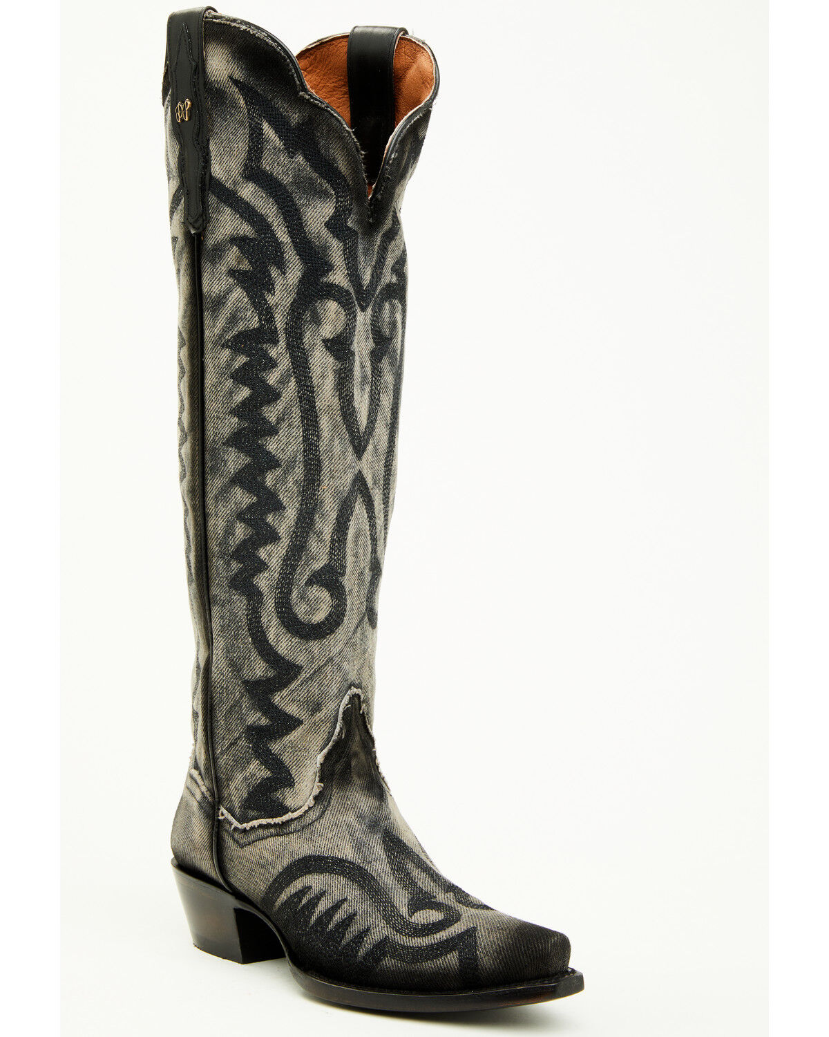 Dan Post Women's Denim Darlin Tall Western Boots - Snip Toe, Black, hi-res