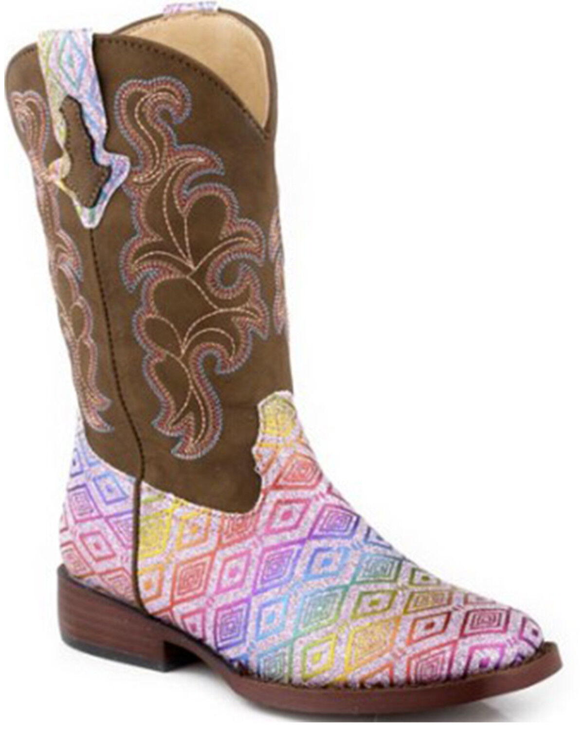 Image #1 - Roper Little Girls' Glitter Maya Western Boots - Broad Square Toe, Pink, hi-res