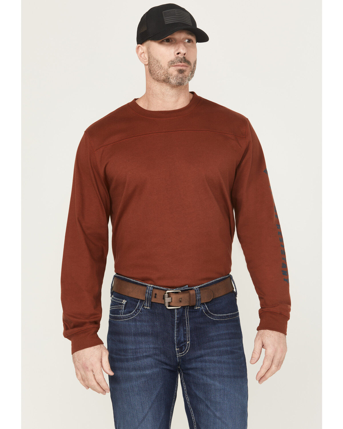 Image #2 - Hawx Men's FR Graphic Long Sleeve Work T-Shirt, Red, hi-res