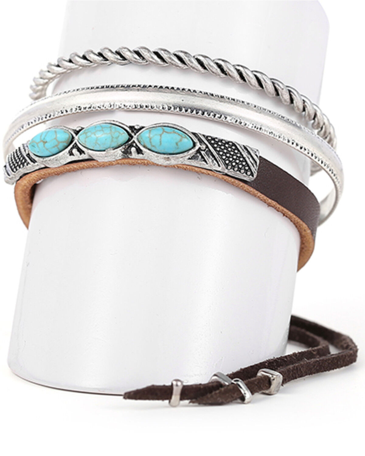 Cowgirl Confetti Women's Rolling Stone Cuff Bracelet Set - 3 Piece, Silver, hi-res