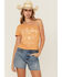 Image #1 - Youth in Revolt Women's Whiskery One Shoulder Tee, Mustard, hi-res