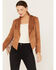 Image #1 - Shyanne Women's Crop Fringe Faux Suede Jacket, Brown, hi-res