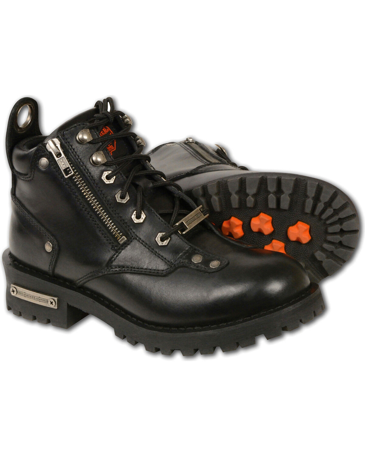 Image #1 - Milwaukee Leather Women's Low Cut Leather Lace To Toe Riding Boots - Round Toe, Black, hi-res