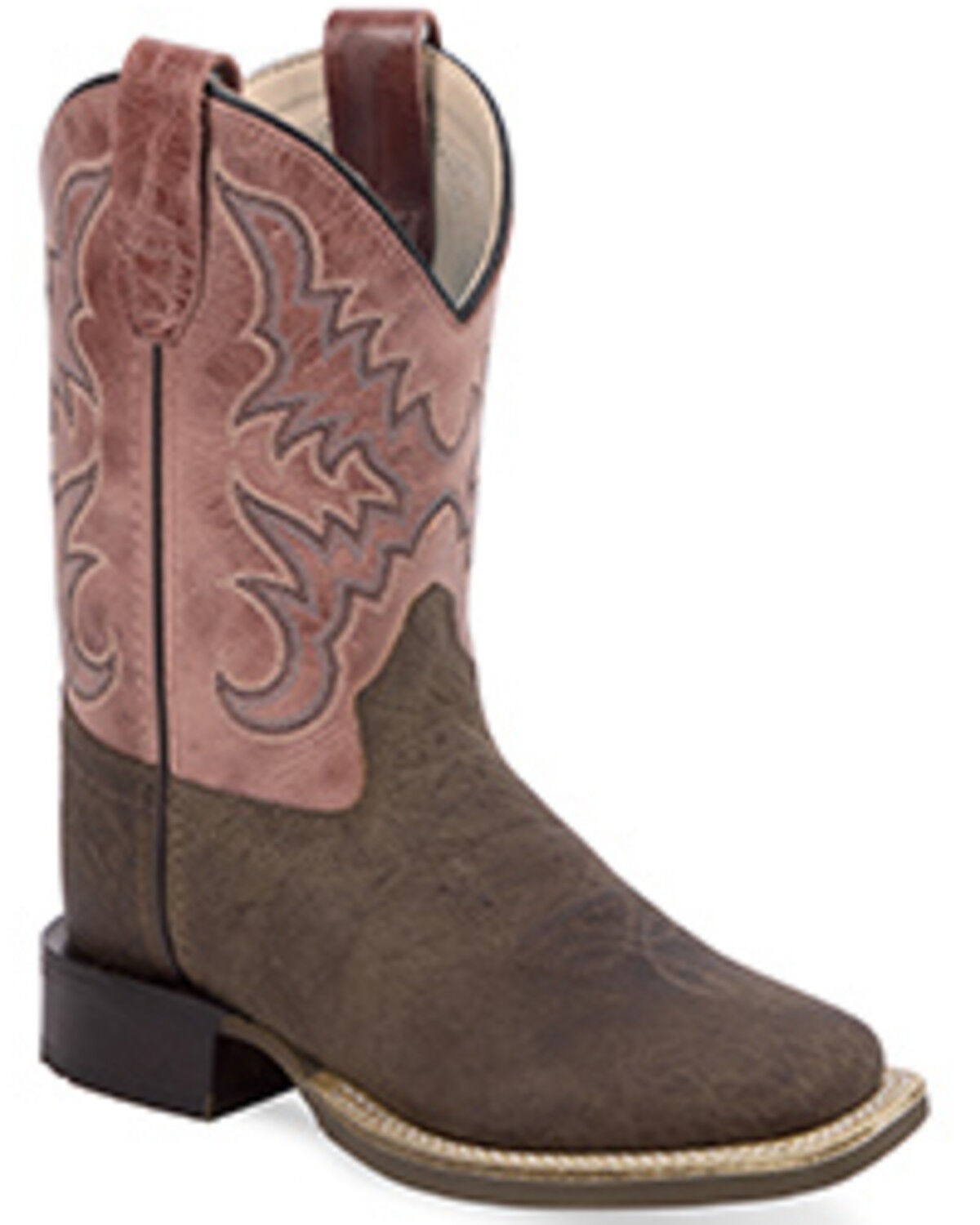 Old West Girls' Western Boots - Broad Square Toe, Light Pink, hi-res