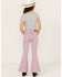 Image #3 - Shyanne Little Girls' Super Flare Distressed Hem Stretch Jeans, Lavender, hi-res