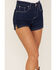 Image #2 - Shyanne Women's Dark Wash High Rise Retro Stripe Shorts, Dark Wash, hi-res