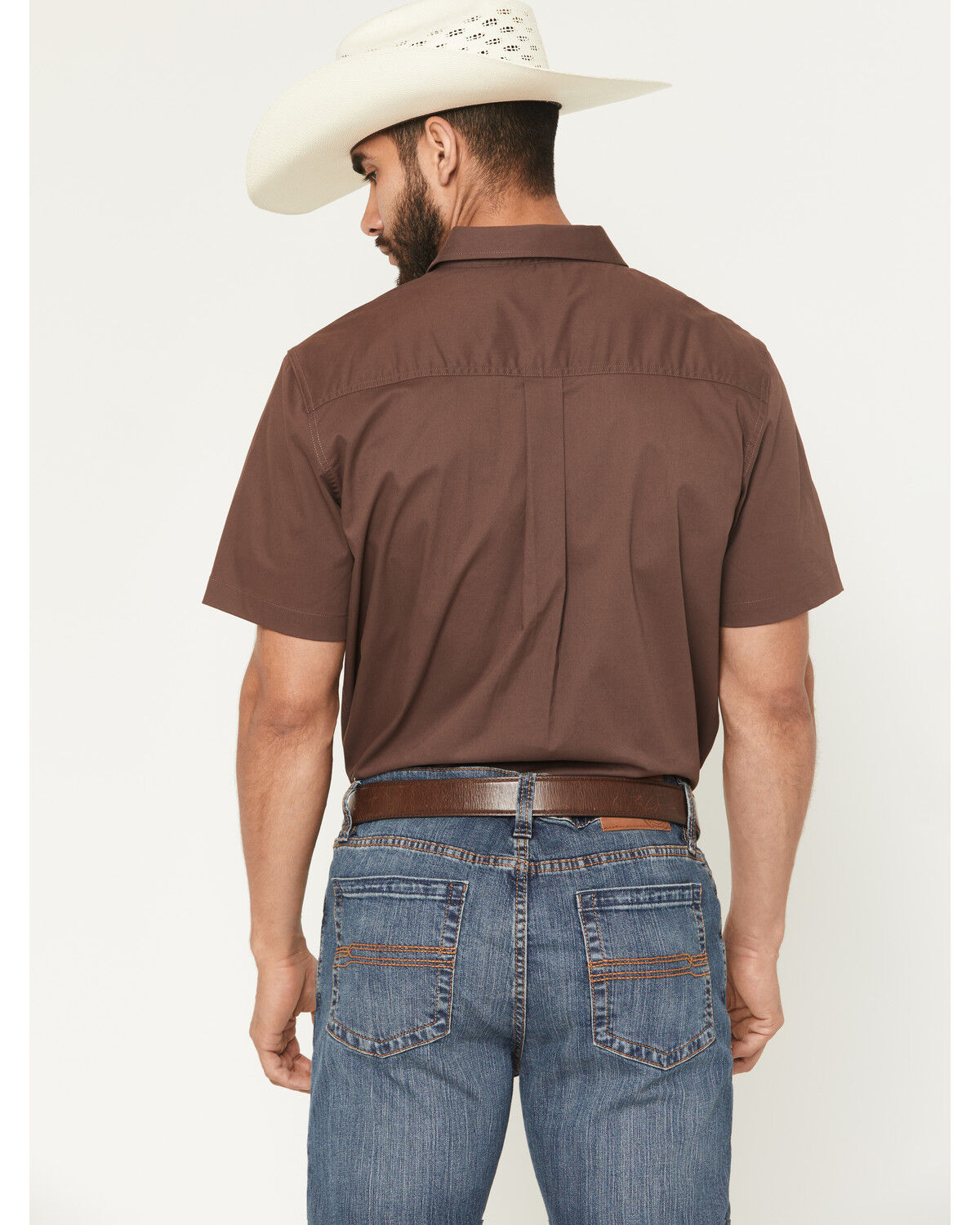 Image #4 - Cody James Men's Basic Twill Short Sleeve Button-Down Stretch Western Shirt, Coffee, hi-res