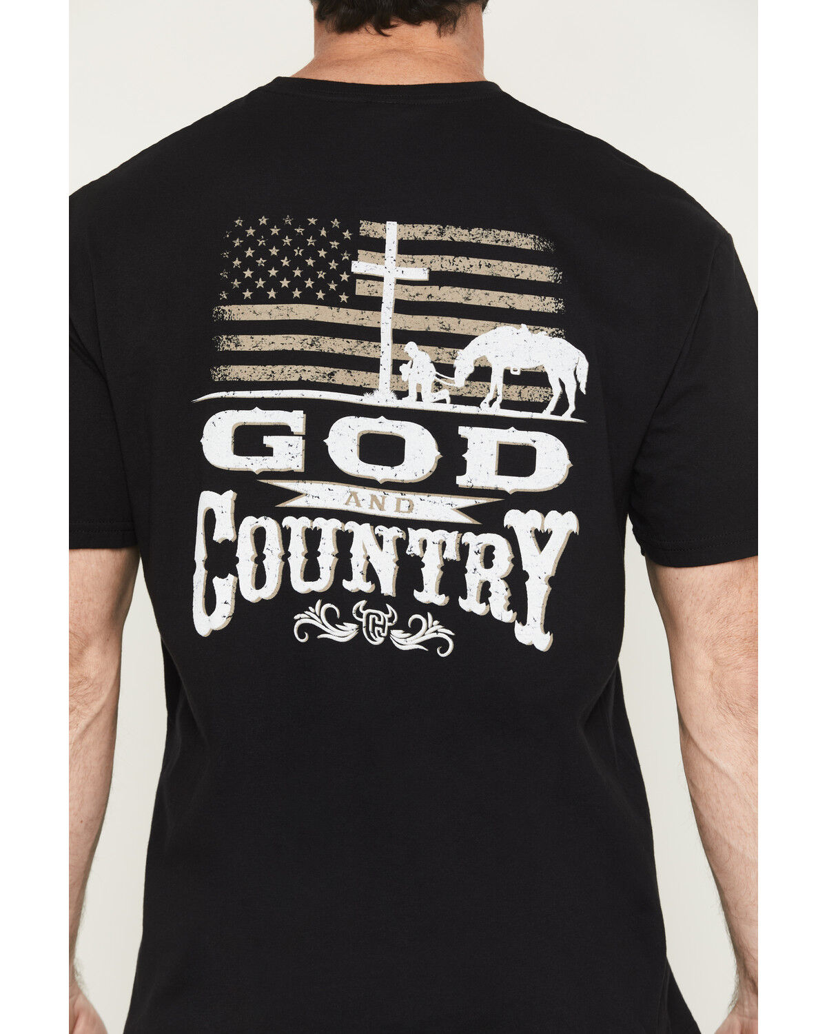 Image #4 - Cowboy Hardware Men's God & Country Short Sleeve Graphic T-Shirt, Black, hi-res