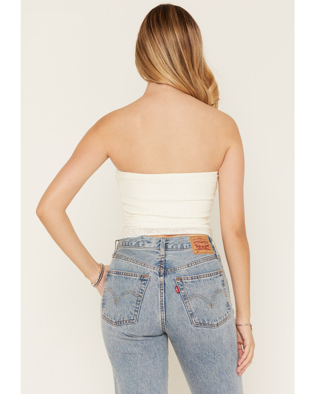 Image #6 - Cleo + Wolf Women's Solid Tie-Front Strapless Shirt, Ivory, hi-res