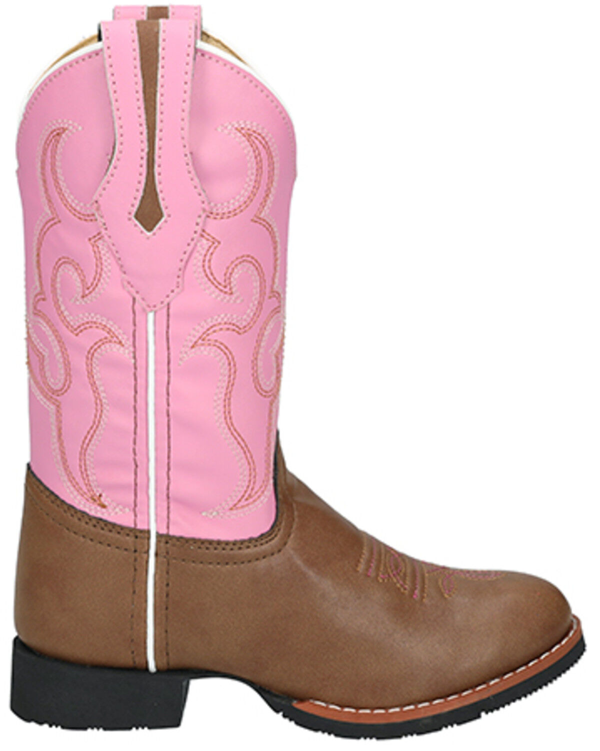 Image #2 - Smoky Mountain Girls' Mustang Western Boots - Round Toe, Brown/pink, hi-res