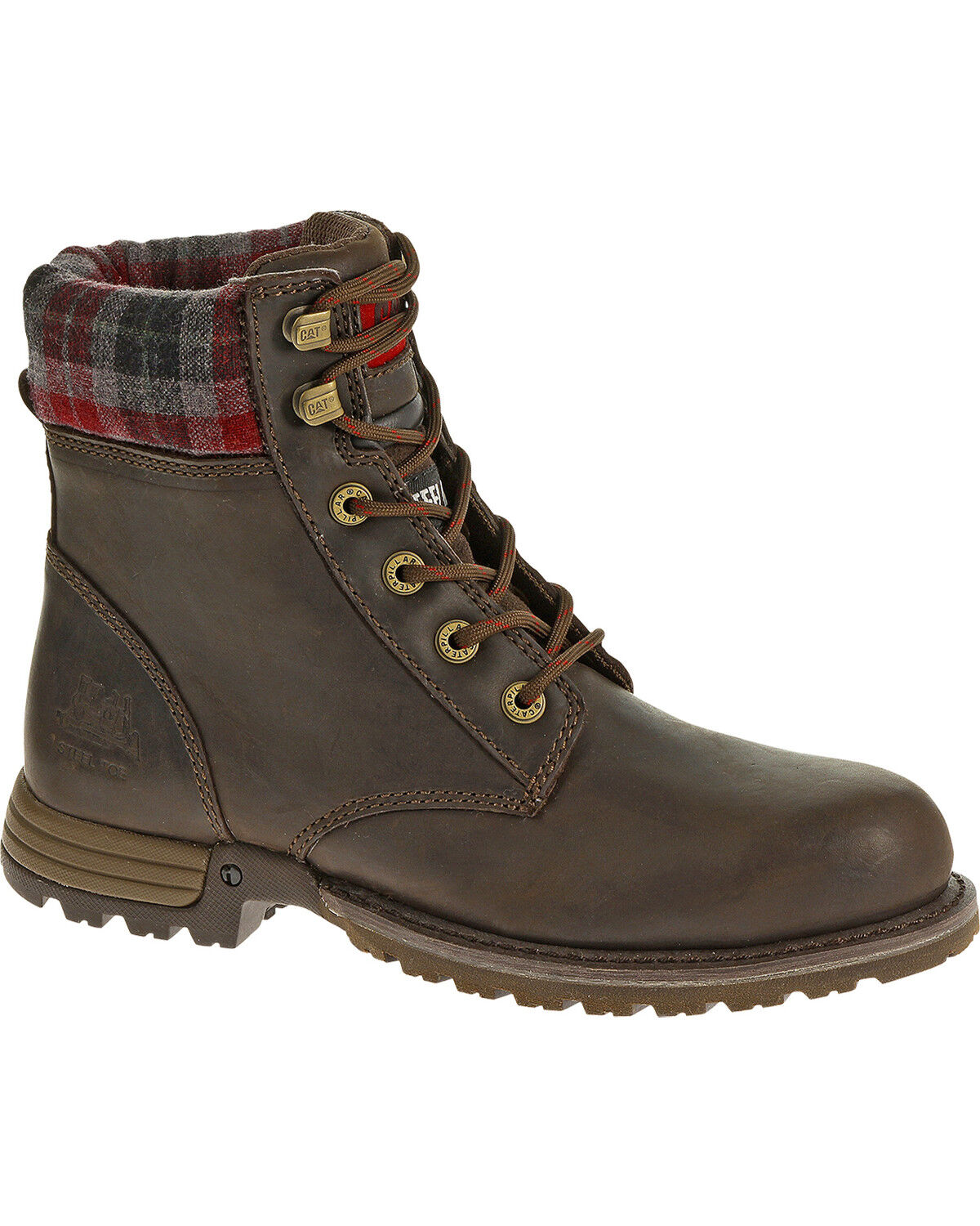 CAT Women's Kenzie Steel Toe Work Boots, Bark, hi-res