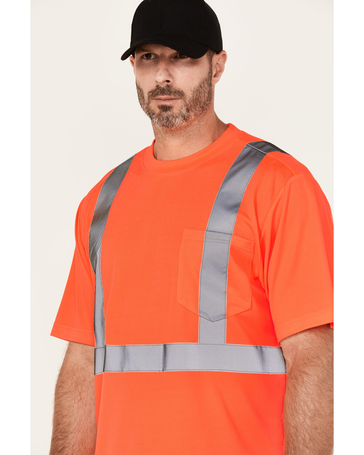 Image #2 - Hawx Men's Hi-Vis Reflective Short Sleeve Work T-Shirt, Orange, hi-res