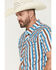 Image #2 - Rock & Roll Denim Men's Tek Southwestern Striped Short Sleeve Snap Western Shirt, Turquoise, hi-res