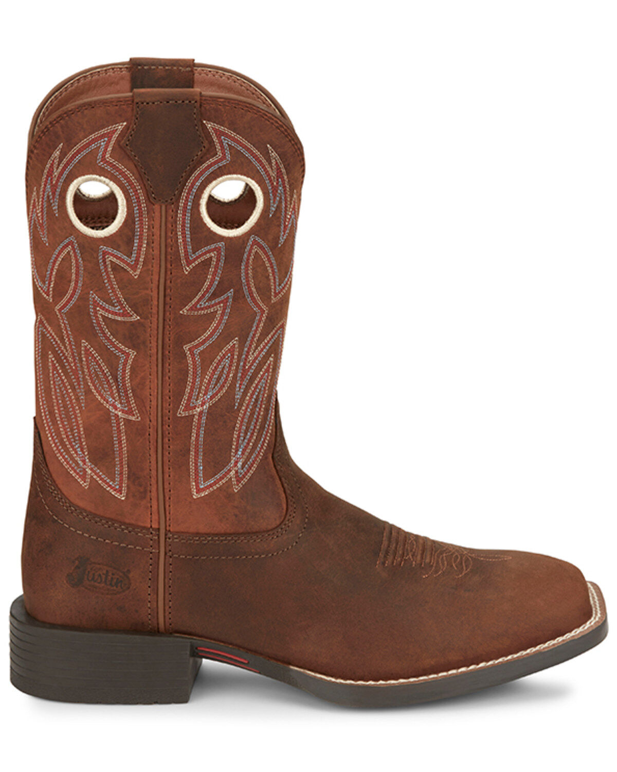 Image #2 - Justin Men's Stampede Bowline Western Boots - Broad Square Toe, Brown, hi-res