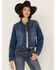 Image #2 - Cleo + Wolf Women's Medium Wash Patchwork Trucker Denim Jacket, Medium Wash, hi-res