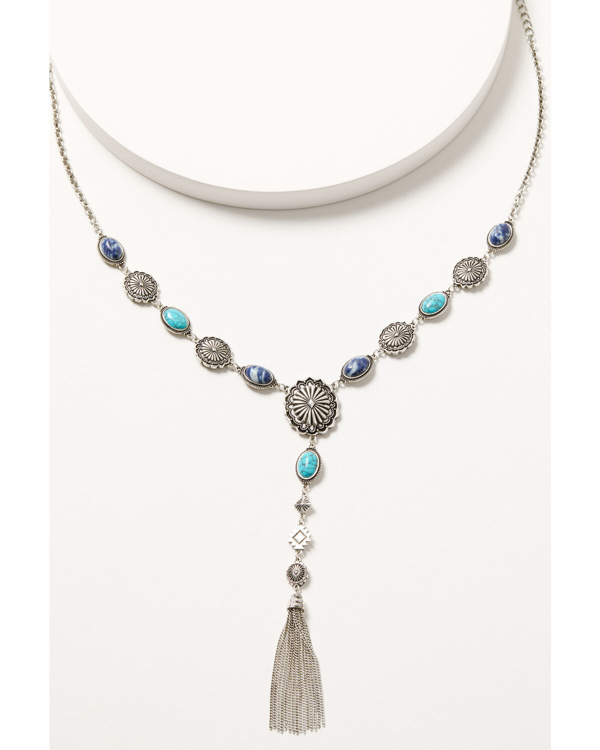 Image #1 - Idyllwind Women's Lakeland Concho Lariat Necklace, Silver, hi-res