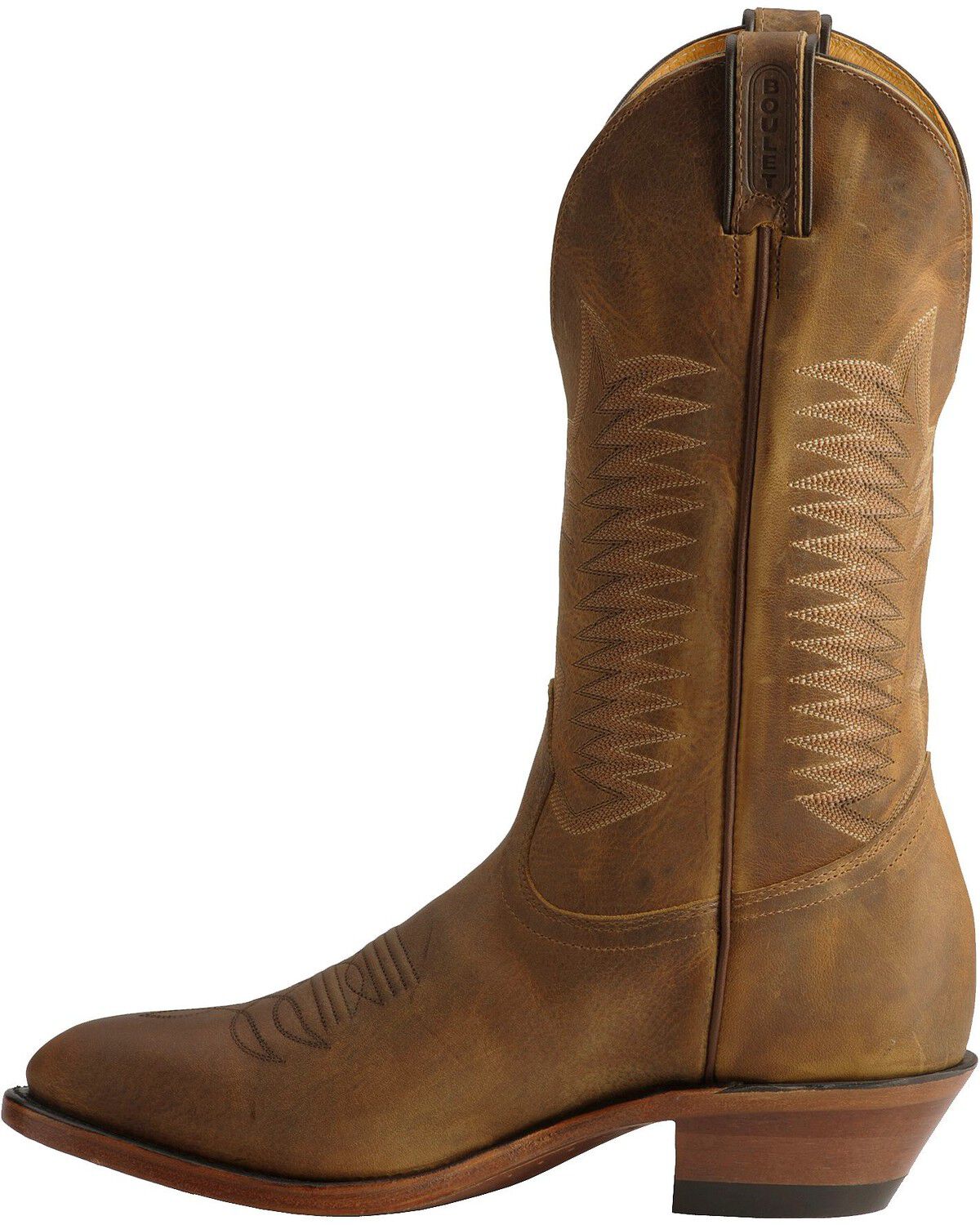 Image #3 - Boulet Men's Western Boots - Round Toe, Amber Brn, hi-res