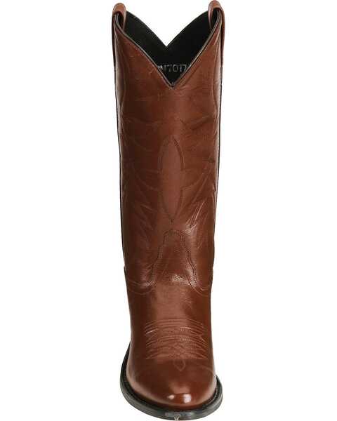 Image #4 - Old West Men's Smooth Leather Western Boots - Medium Toe, Black Cherry, hi-res