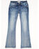 Image #2 - Shyanne Girls' Light Embroidered Faux Flap Pocket Bootcut Jeans , Blue, hi-res