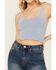 Image #3 - Fornia Women's Ribbed Lettuce Edge Brami, Light Blue, hi-res