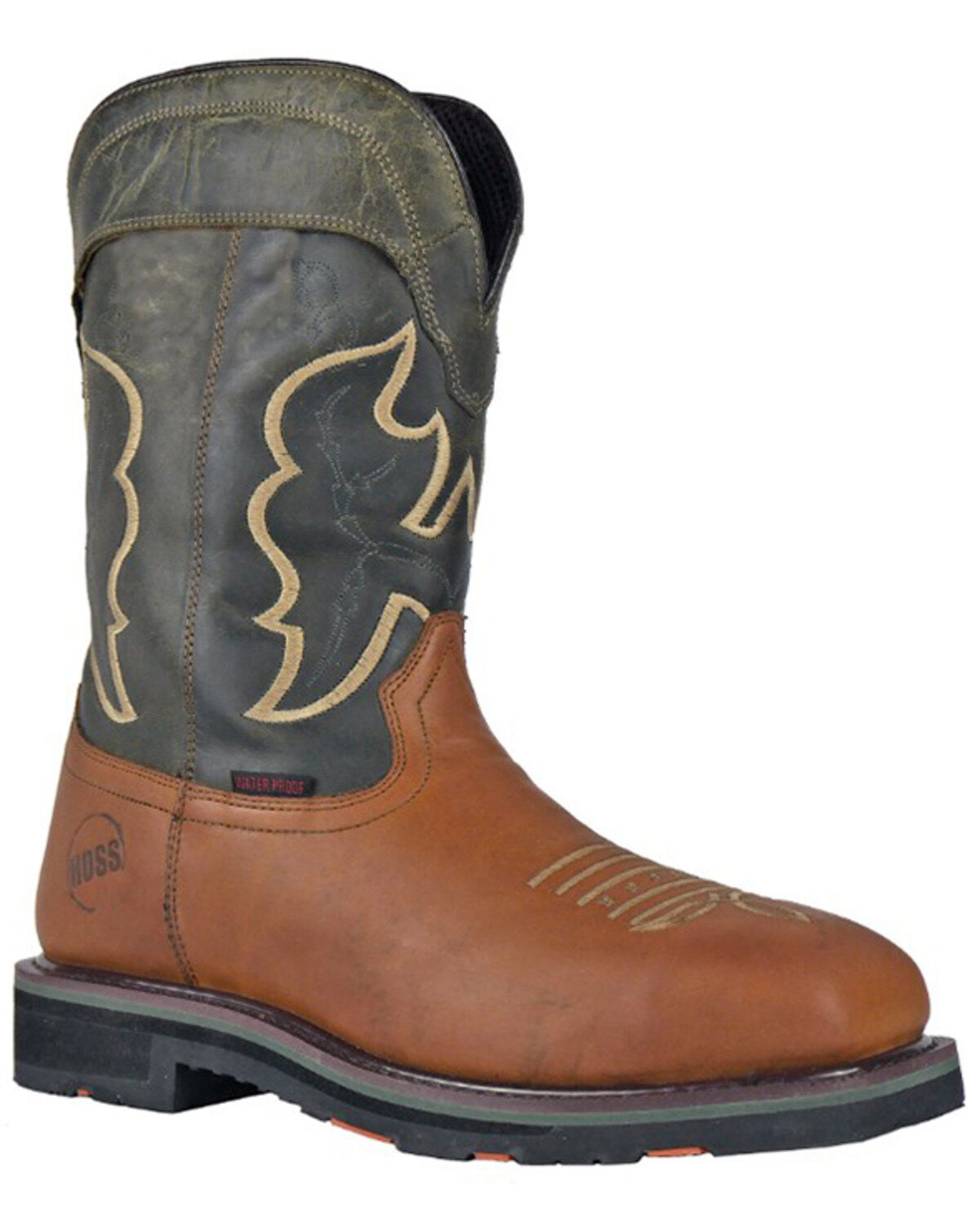 Hoss Men's Showdown 11" Wellington Western Work Boots - Composite Toe, Olive, hi-res