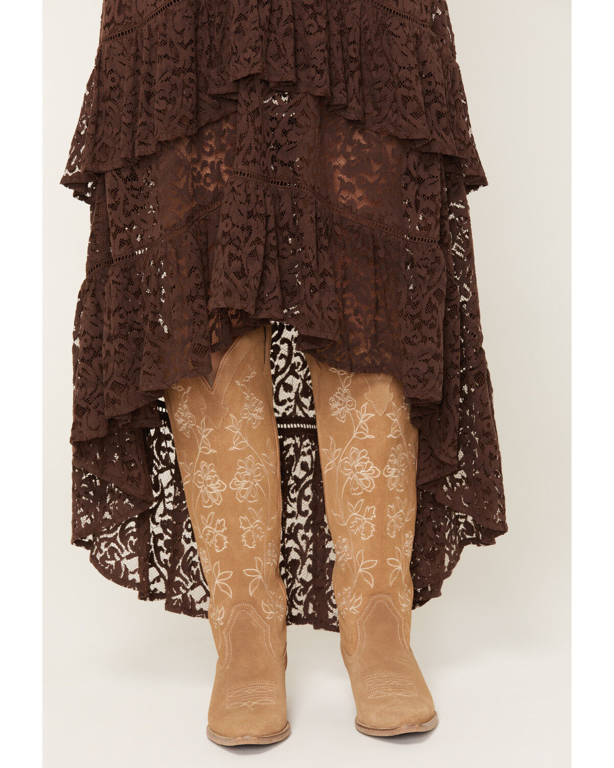 Image #2 - Shyanne Women's Mae High-Low Lace Midi Skirt, Cognac, hi-res