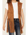 Image #3 - Fornia Little Girls' Fringe Faux Suede Vest, Camel, hi-res