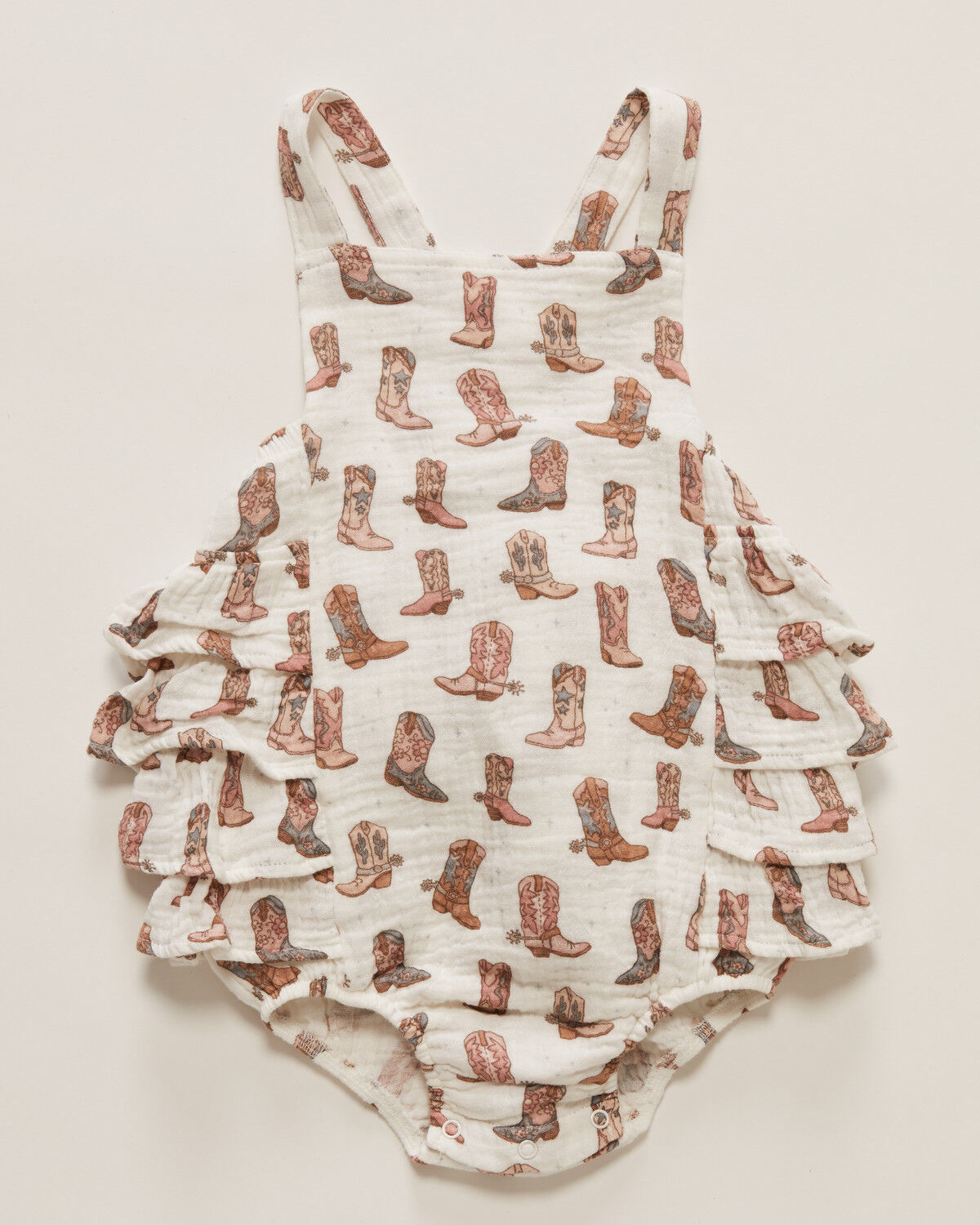Image #1 - Angel Dear Infant Girls' Cowgirl Boot Onesie, White, hi-res
