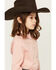 Image #2 - Shyanne Girls' Solid Rhinestone Fringe Long Sleeve Pearl Snap Stretch Western Shirt, Light Pink, hi-res