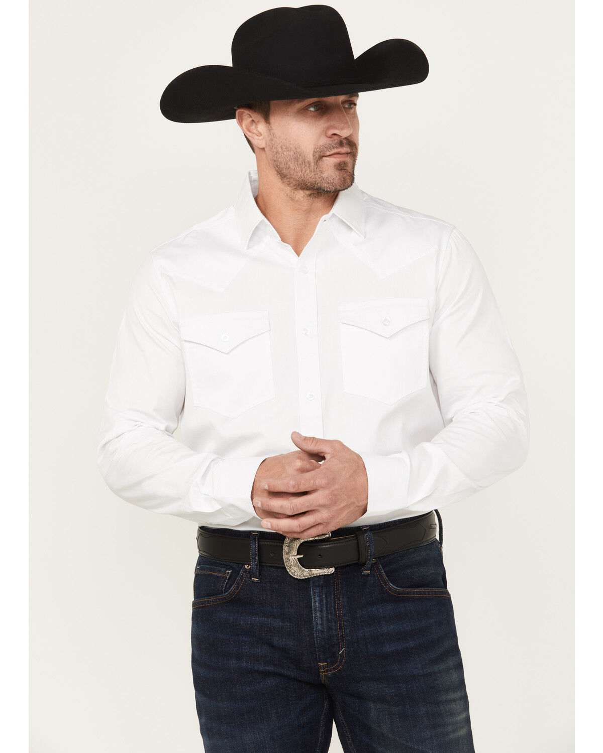 Cody James Black 1978&reg; Men's Lawman Solid Long Sleeve Button-Down Western Shirt, White, hi-res