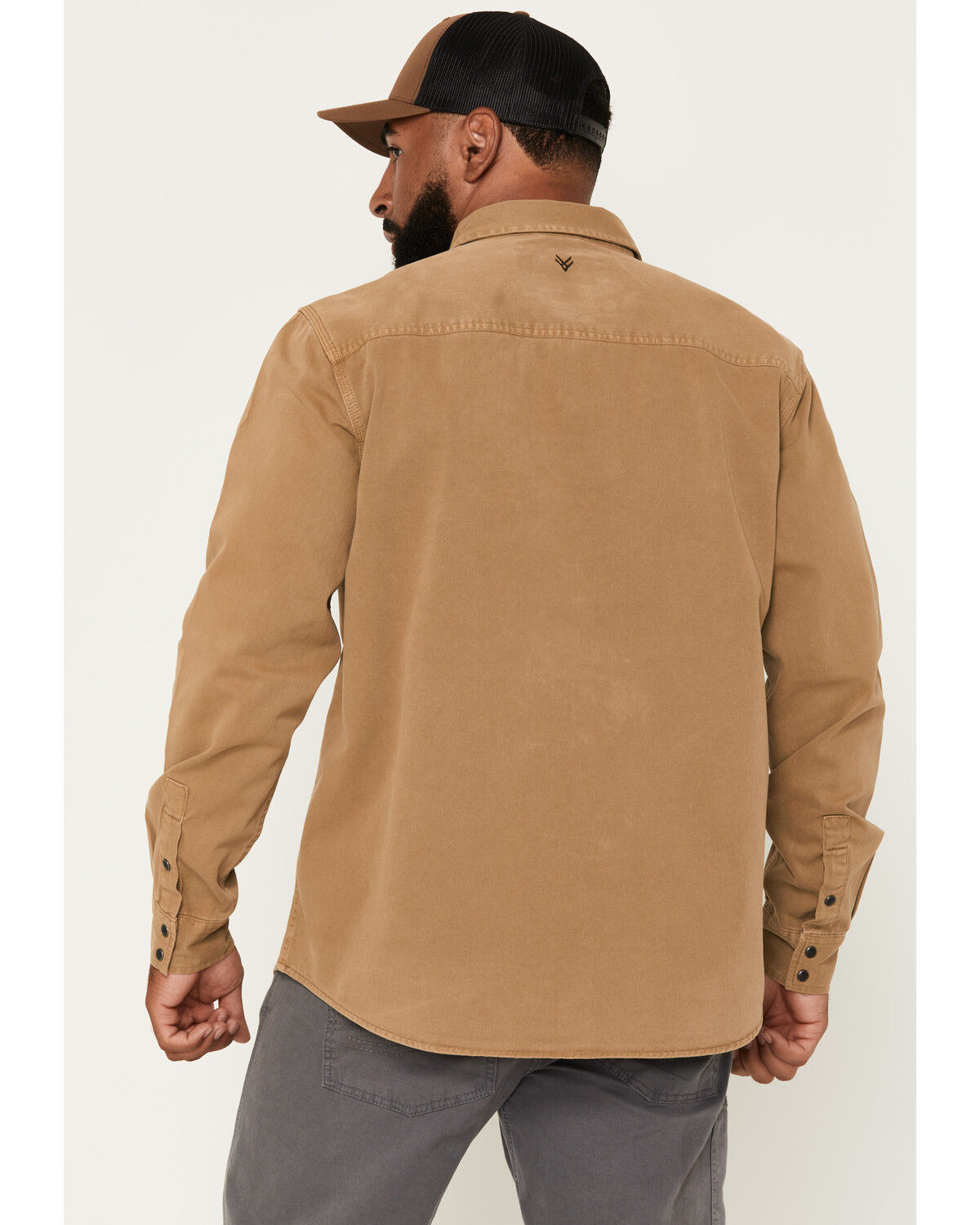 Image #4 - Hawx Men's Burr Solid Long Sleeve Snap Woven Work Shirt, Khaki, hi-res