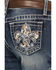 Image #2 - Grace in LA Girls' Medium Wash Mid Rise Floral Fleur de Lis Bootcut Jeans, Medium Wash, hi-res