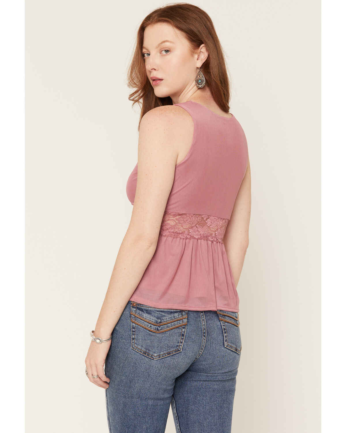 Image #4 - Wild Moss Women's Lace Tank, Mauve, hi-res
