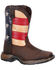 Image #1 - Durango Girls' Lil Rebel Big Kids' Flag Western Boots - Broad Square Toe, Dark Brown, hi-res