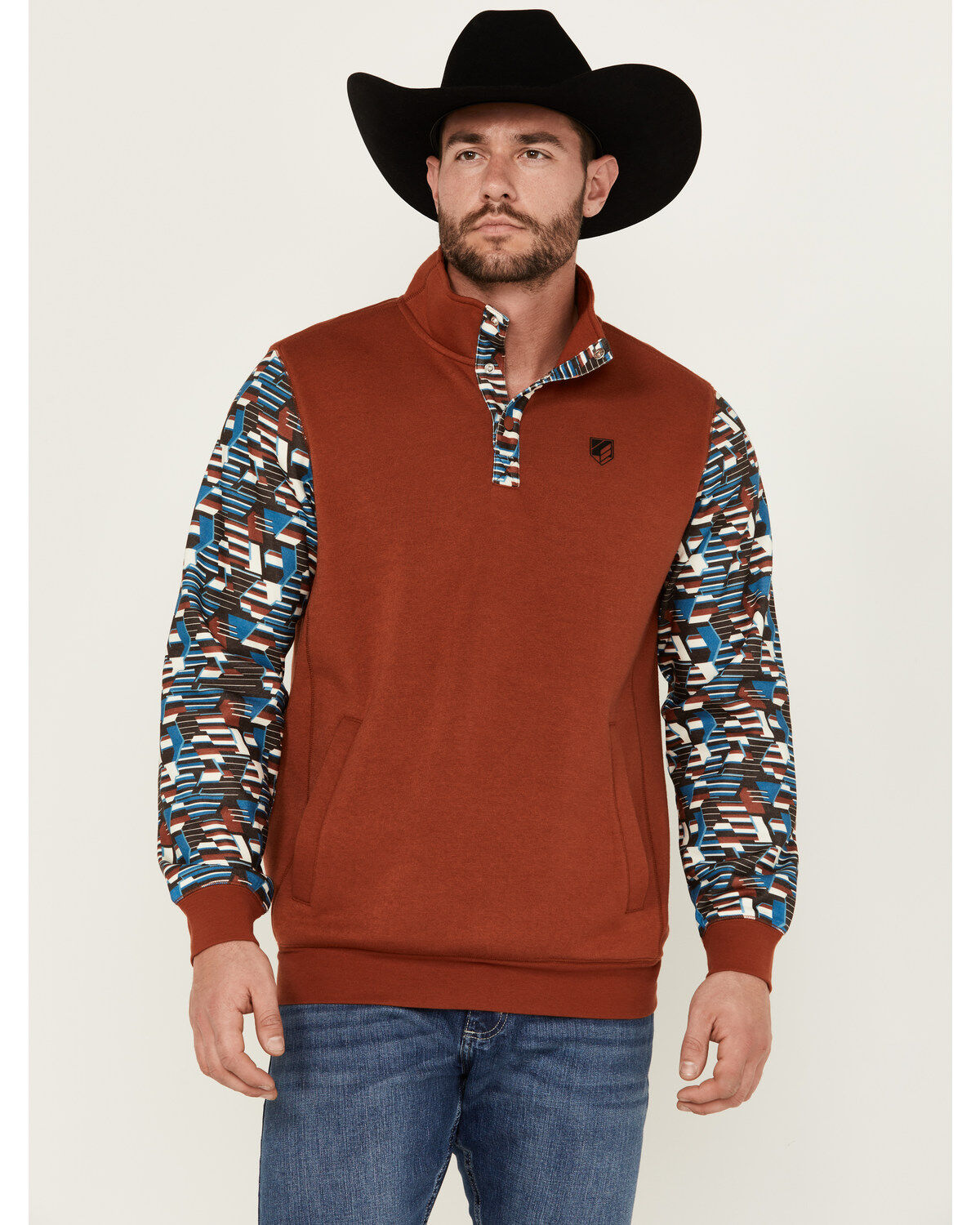 Image #1 - RANK 45&reg; Men's Baygen Colorblock Pullover, Dark Orange, hi-res