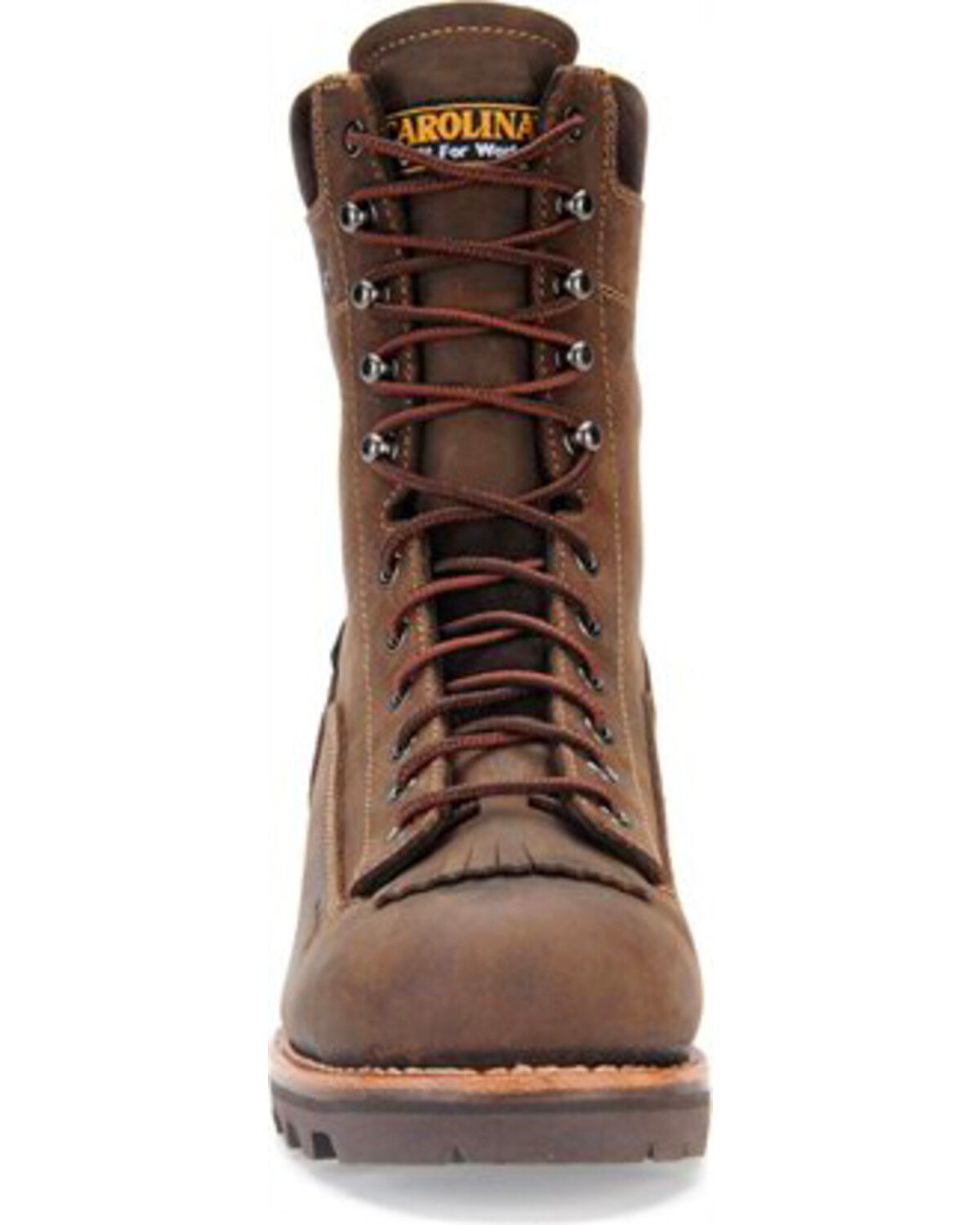 Image #4 - Carolina Men's 8" Crazy Horse Waterproof Lace-to-Toe Logger Boots - Soft Toe, Brown, hi-res