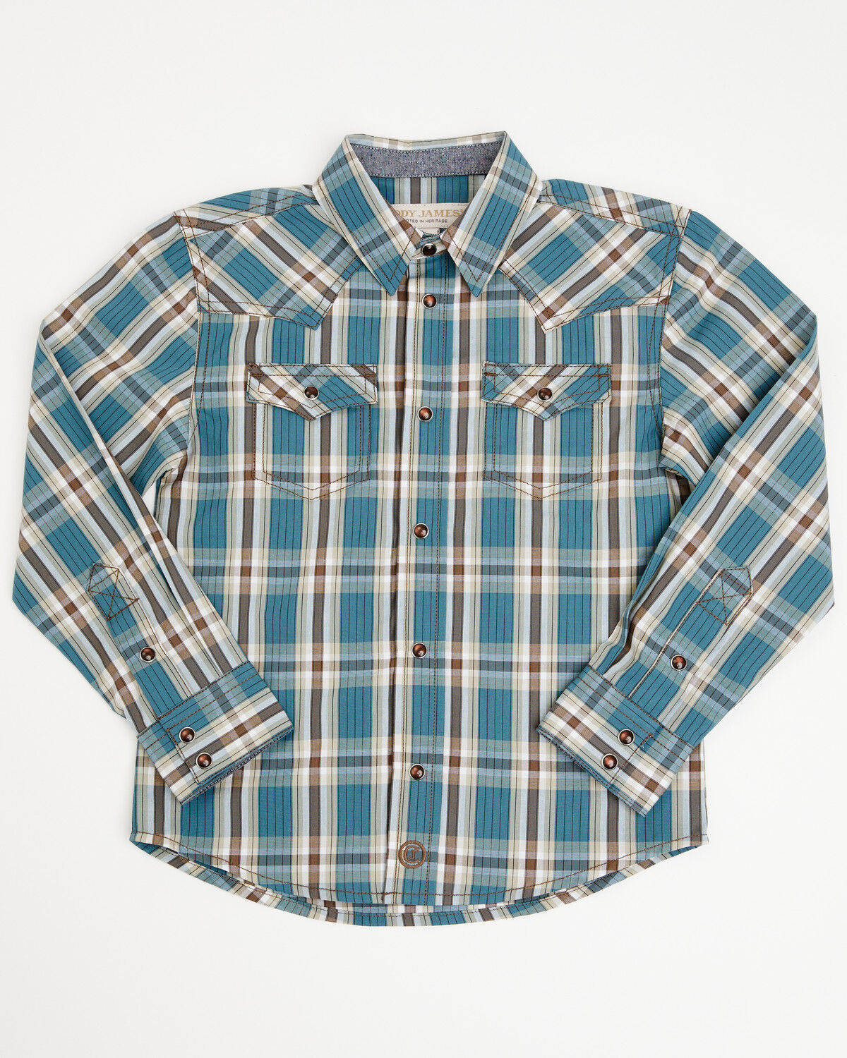 Image #1 - Cody James Toddler Boys' Niagra Falls Plaid Print Long Sleeve Snap Western Shirt, Blue, hi-res