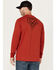 Image #1 - Hawx Men's Linear Logo Long Sleeve Graphic Work T-Shirt , Red, hi-res