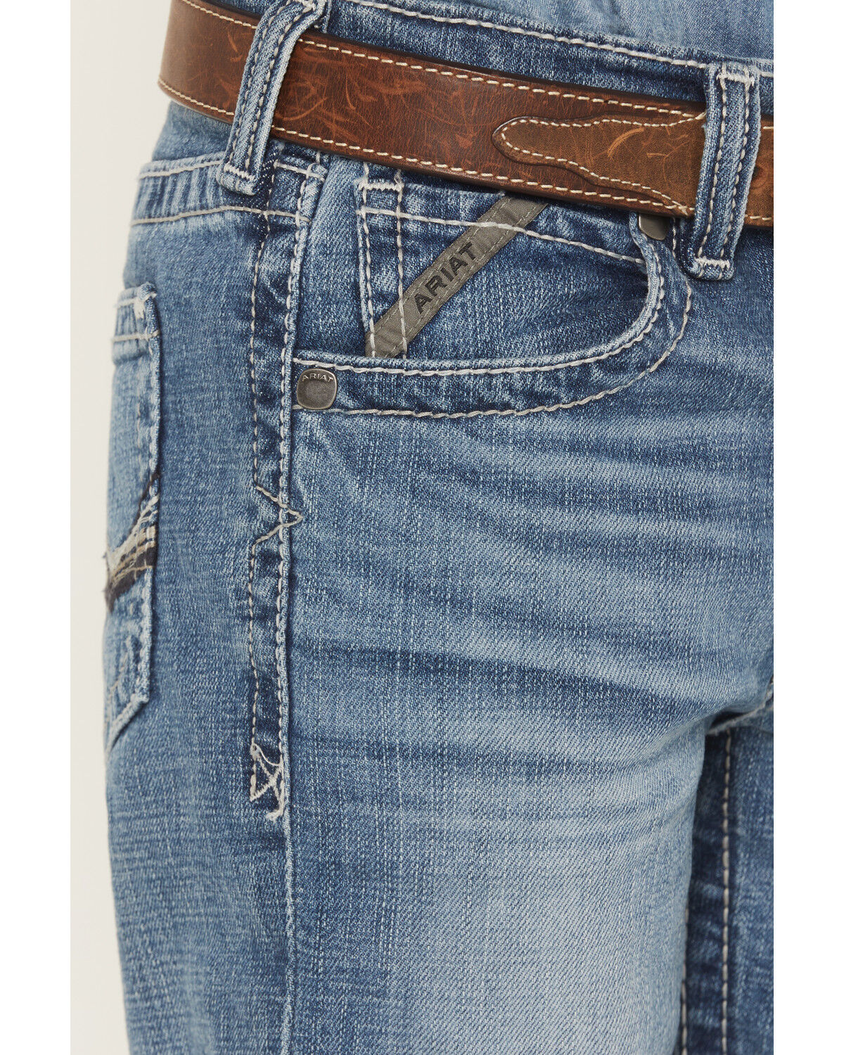Image #2 - Ariat Boys' B4 Marshall Relaxed August Bootcut Denim Jeans, Dark Wash, hi-res