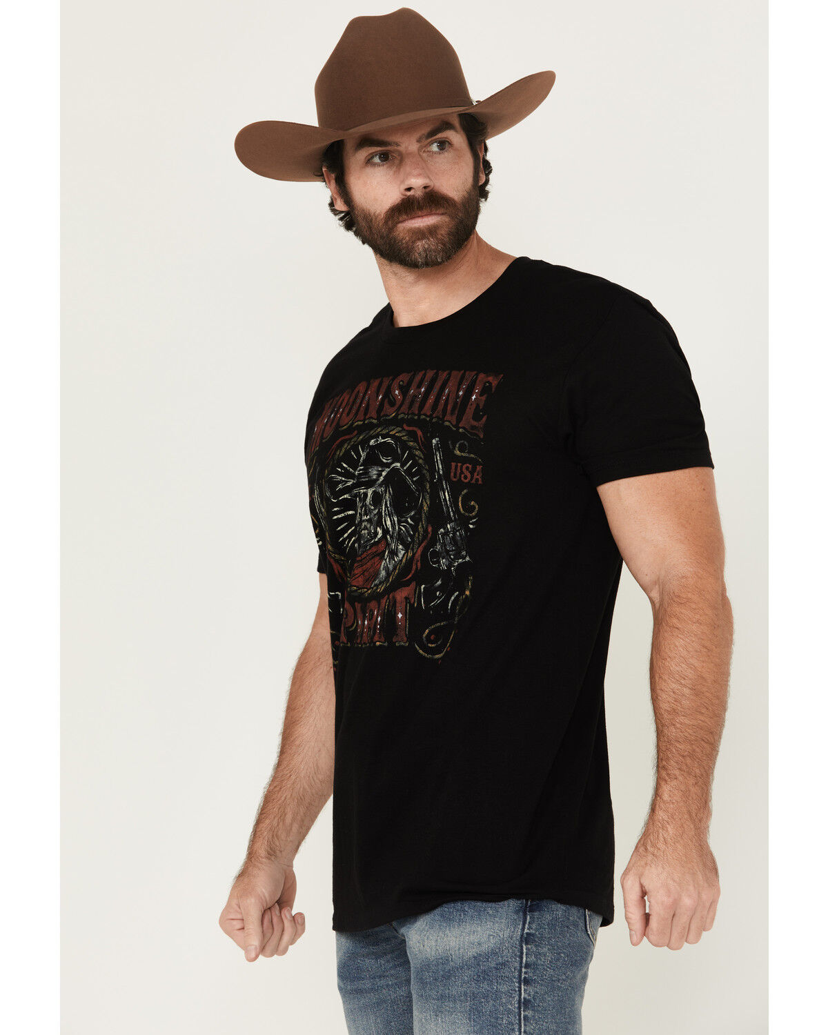 Image #2 - Moonshine Spirit&reg; Men's Skeleton Cowboy Short Sleeve Graphic T-Shirt, Black, hi-res