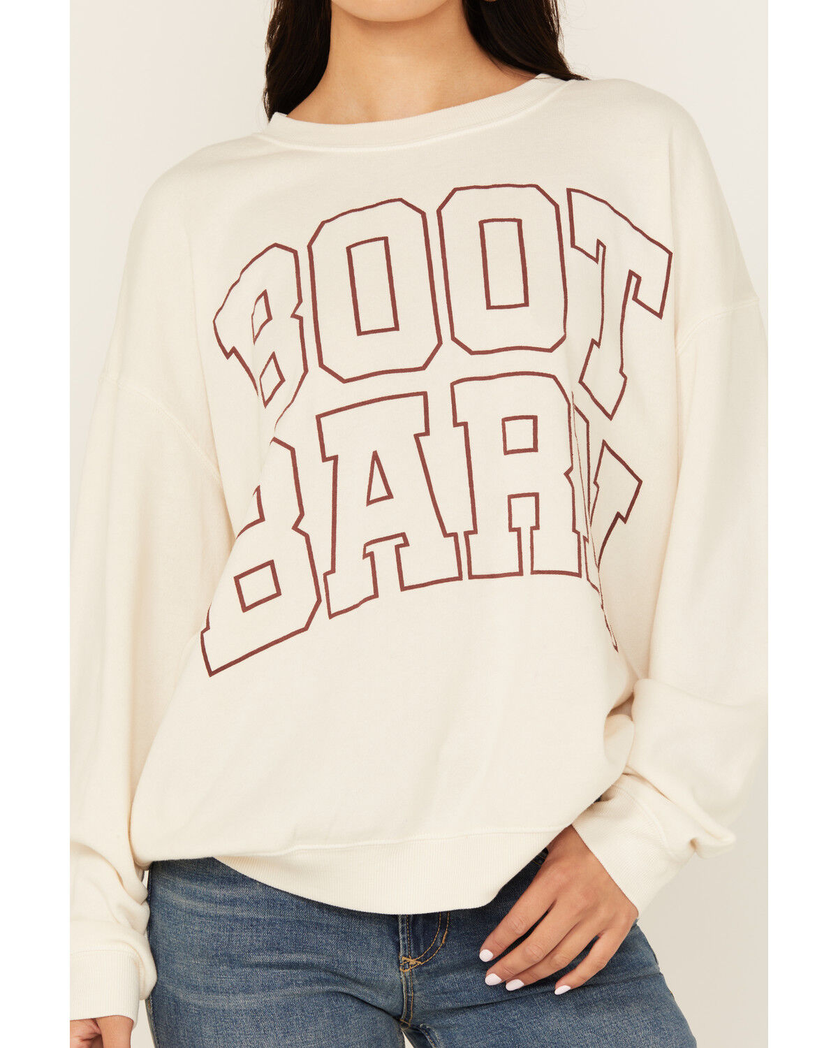 Image #3 - Boot Barn Women's Logo Graphic Crew Neck Sweatshirt, Ivory, hi-res