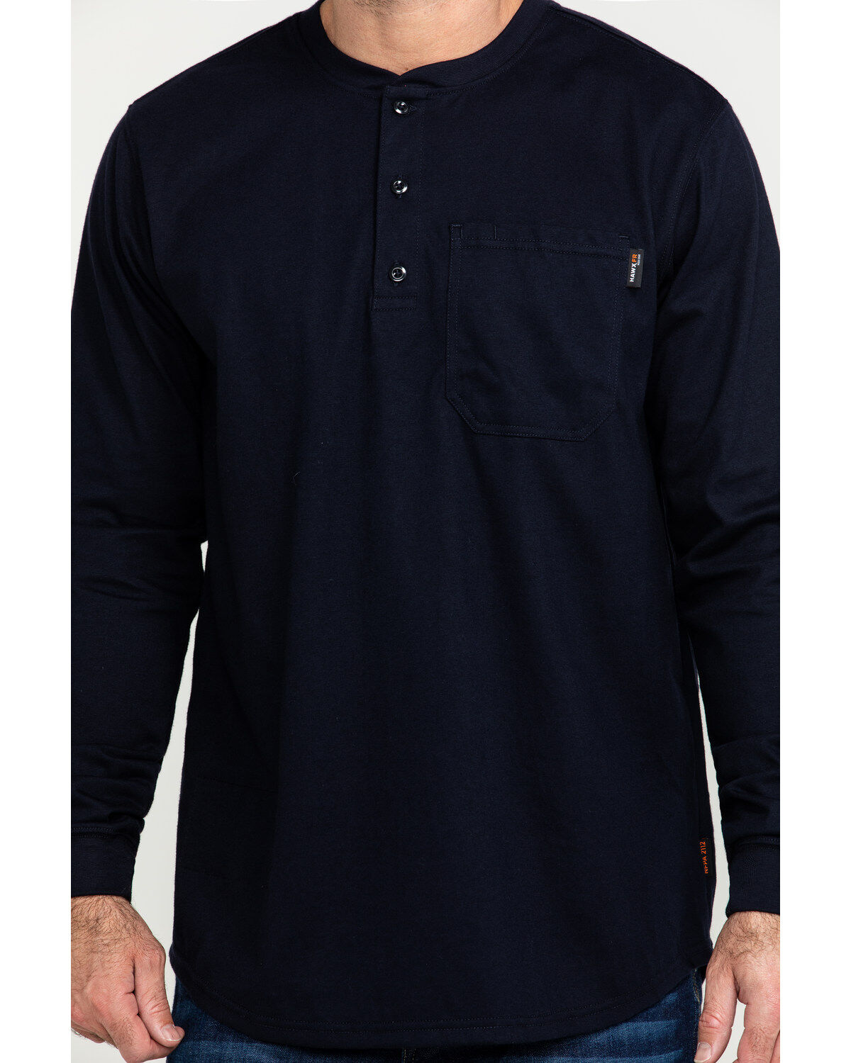 Image #4 - Hawx Men's Men's FR Pocket Henley Long Sleeve Work Shirt, Navy, hi-res