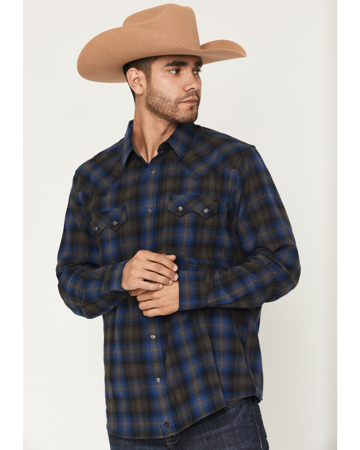 Image #2 - Moonshine Spirit&reg; Men's Stage Light Plaid Print Long Sleeve Snap Flannel Shirt, Blue, hi-res