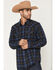 Image #2 - Moonshine Spirit&reg; Men's Stage Light Plaid Print Long Sleeve Snap Flannel Shirt, Blue, hi-res