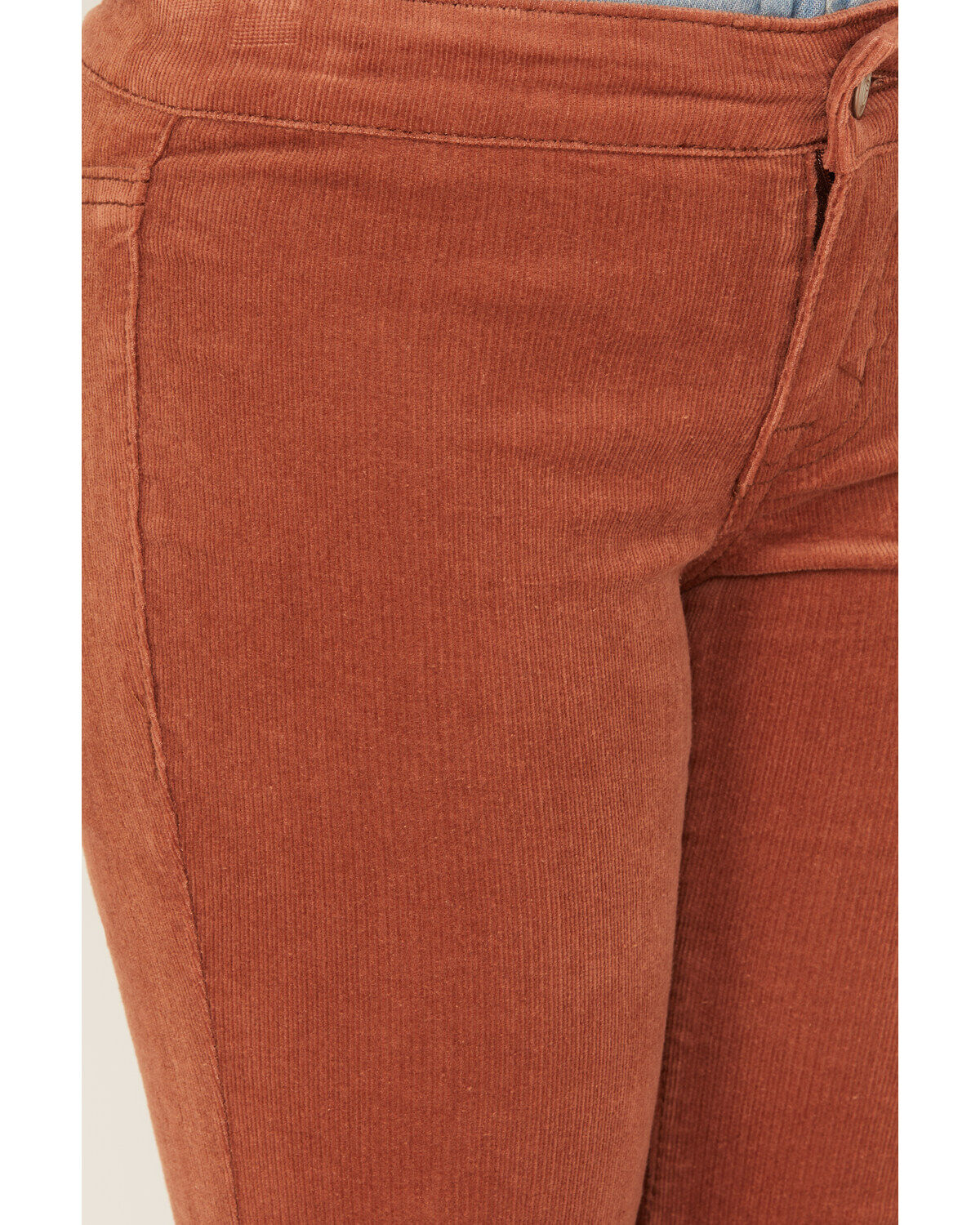 Image #2 - Rock & Roll Denim Girls' Corduroy Bargain Button Stretch Flare Jeans, Rust Copper, hi-res